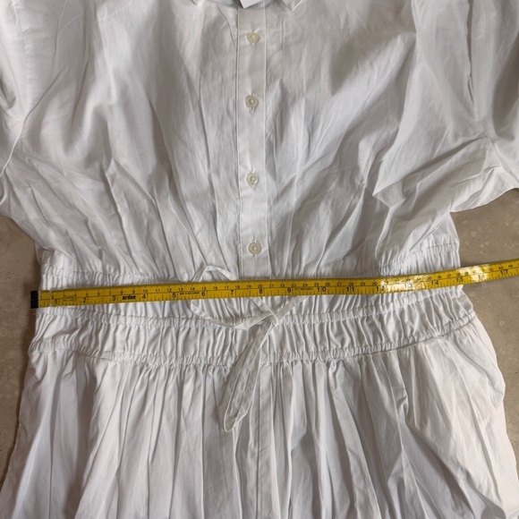 J Crew White Elena Mini Shirtdress Fitted Waist Cotton Women Size 10 Tall - Picture 7 of 13